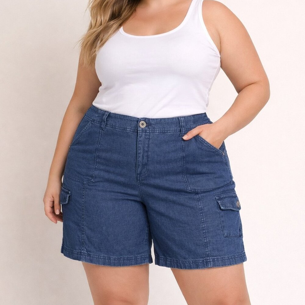 Denim Jean Cargo Shorts Size 16